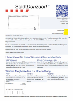Anschreiben für die Übermittlung des Wasserzählerstandes